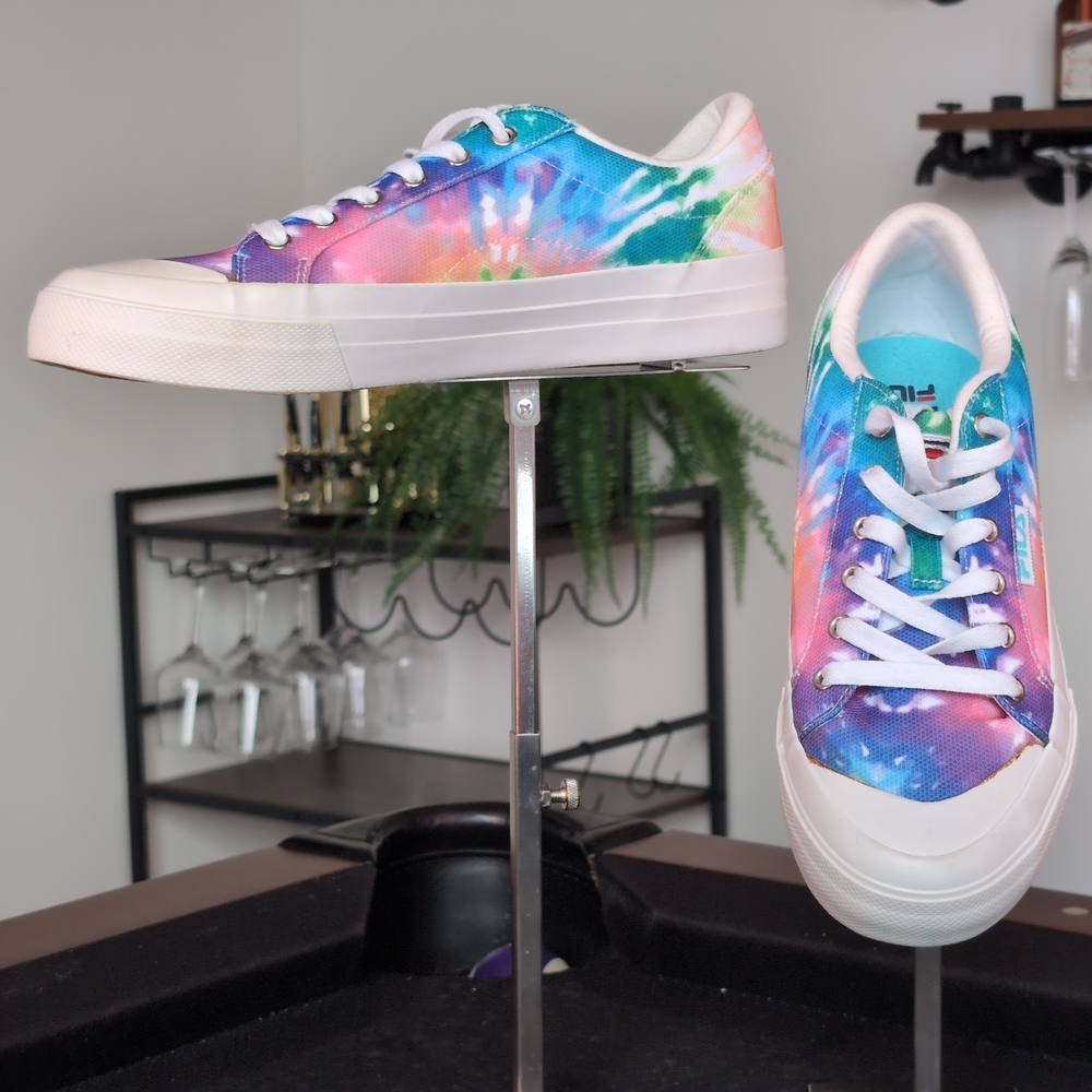 Fila Tarp 1911 Tie Dye Canvas Low Top Sneakers Rainbow Size 8.5 EUC